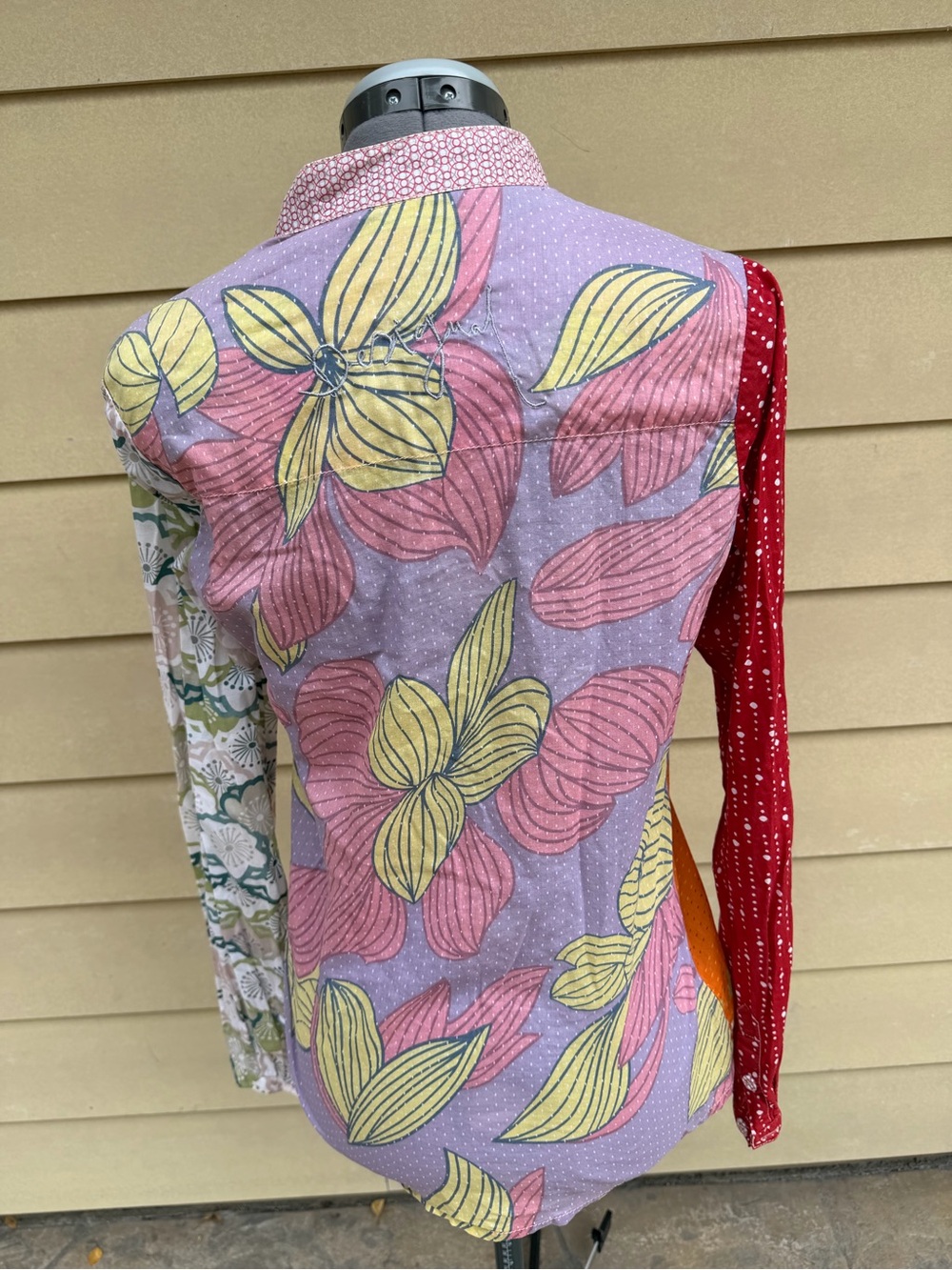 Patchwork Floral Button-Up Shirt - Multicolor - Picture 2 of 7